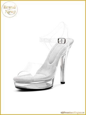 Clear Platform Heels with Ankle Strap, 5.1" Stiletto